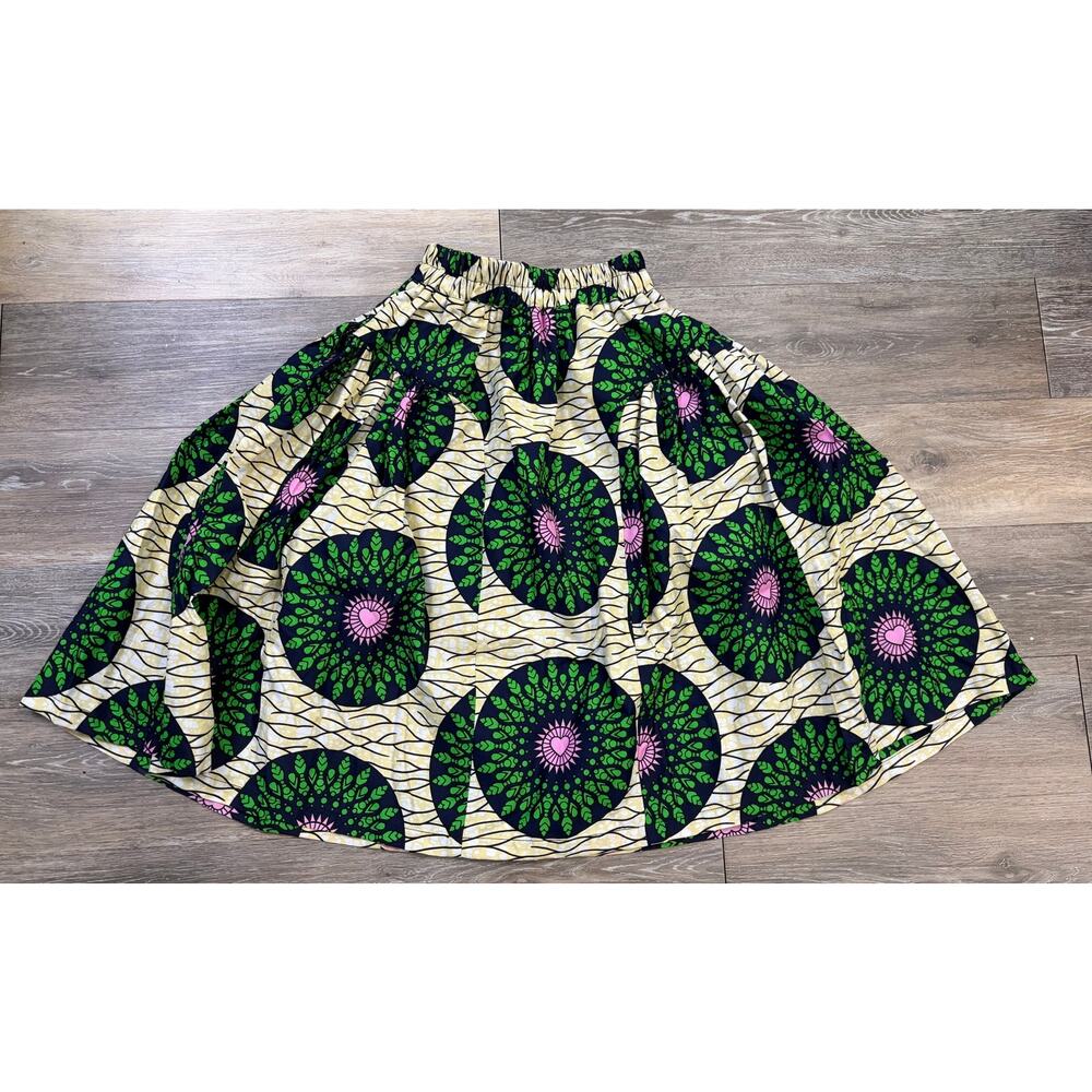 Verita African Print Midi Skirt Bohemian Festival Cottagecore Medium - Picture 4 of 7